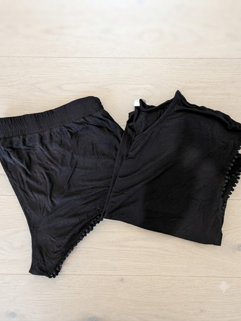 Mae Large Black Two-Piece Lounge Set - Scoop Tank & Elastic Waist Shorts